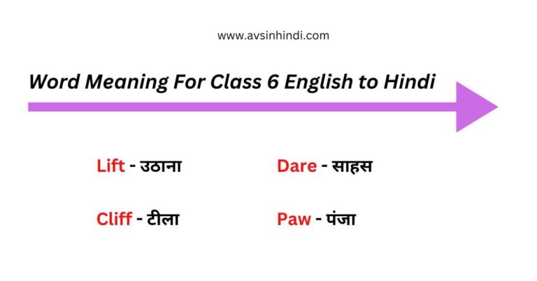 Word Meaning For Class 6 English to Hindi