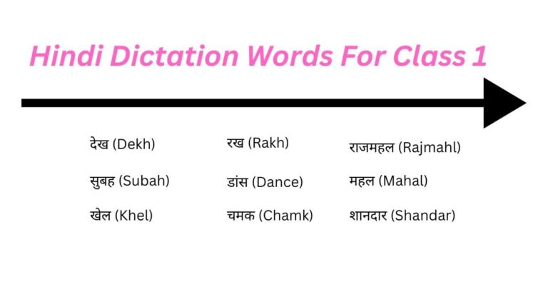 Hindi Dictation Words For Class 1